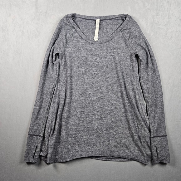 Lululemon Tops - Lululemon Rehearsal Long Sleeve Top Womens 6 Gray Loose Fit Dance Thumbholes